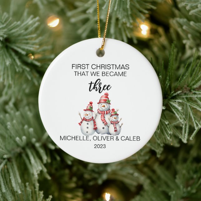 Christmas Snowman Family of Three Ceramic Tree Decoration (Tree)