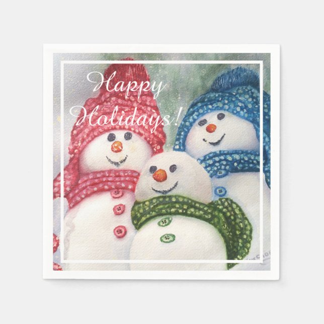 Christmas Snowman Family Party Napkin (Front)
