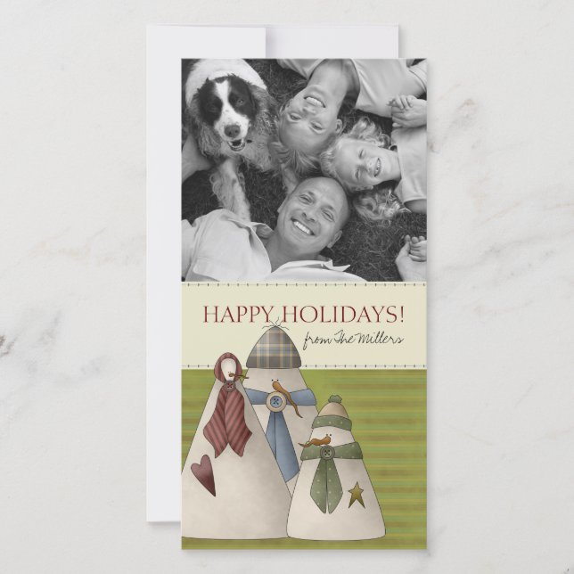 Christmas Snowman Family Photo Cards (Front)