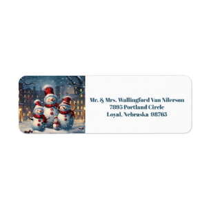 Christmas Snowman Family Return Address Labels