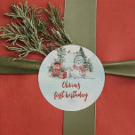 Christmas Snowman First Birthday Classic Round Sticker<br><div class="desc">Christmas Snowman First Birthday Classic Round Sticker</div>