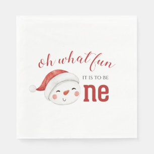 Christmas Snowman First Birthday Napkin