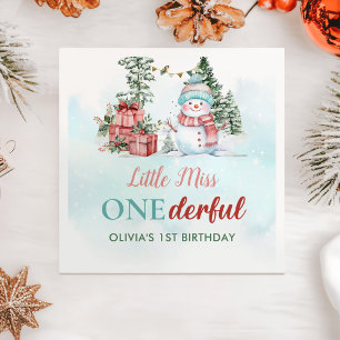 Christmas Snowman First Birthday Napkin