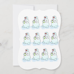 Christmas Snowman Flat Greeting Card
