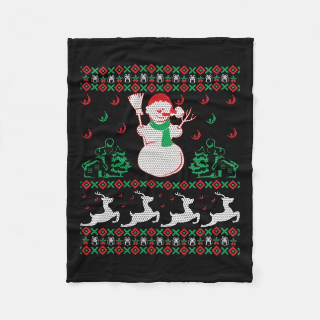 Christmas Snowman  Fleece Blanket (Front)