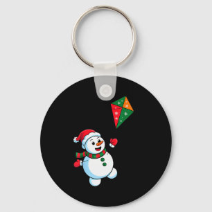 Christmas Snowman Flying Kite Funny Xmas Santa Hat Key Ring