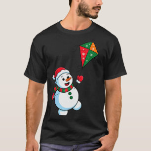Christmas Snowman Flying Kite Funny Xmas Santa Hat T-Shirt