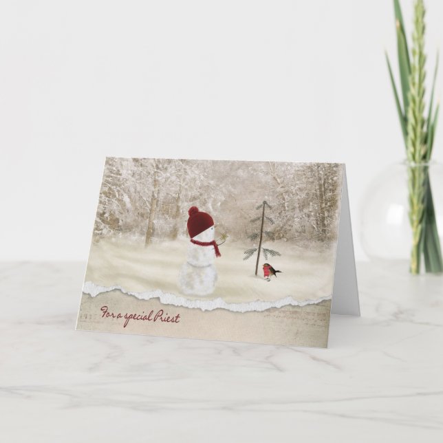 Christmas Snowman for Priest Holiday Card (Front)