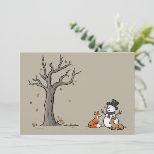 Christmas Snowman Fox And Deer Woodland Animal  Invitation