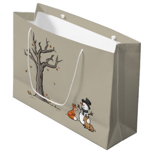 Christmas Snowman Fox And Deer Woodland Animal  Large Gift Bag