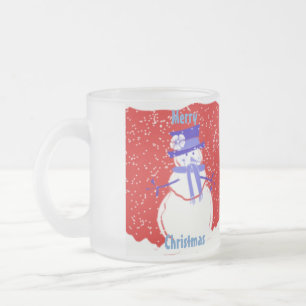 Christmas Snowman Frosted Glass Mugs - Gifts - Fun