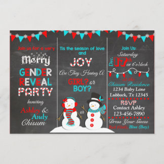 Christmas Snowman Gender Reveal Invitation