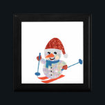 christmas snowman gift box<br><div class="desc">snowman, christmas, xmas, , "christmas snowman", ski, skiing, skier, "ugly xmas", "ugly christmas", "kawaii christmas", kawaii xmas, santa, "santa hat", "santa claus" hologram, holographic, holograph, "red white blue" glitter, sequins</div>