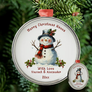 Christmas Snowman Gift For Nanna Metal Tree Decoration