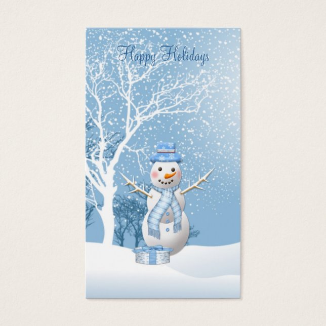 Christmas Snowman gift tag Business Card. (Front)