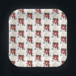 Christmas Snowman Gold Merry Christmas Text Paper Plate<br><div class="desc">Christmas Snowman with a carrot nose and santa hat.   Merry Christmas text in gold</div>