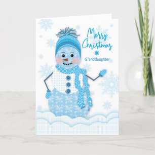 Christmas, Snowman, Granddaughter, Blue Shades Card
