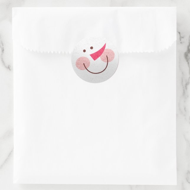 Christmas Snowman Happy Face Cute Classic Round Sticker (Bag)