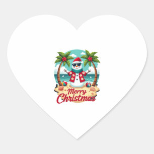 christmas Snowman Heart Sticker