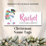 Christmas Snowman Holding Gifts Personalised Name Name Tag<br><div class="desc">This holidays design features a cute snowman holding gifts, perfect for Christmas. Personalised by editing the text in the text boxes provided. #christmas #holidays #seasonal #festive #snowman #winter #snow #gifts #parcels #presents #chic #stylish #style #elegant #modern #trendy #trending #addyourown #custom #nametags #badges #office #school #work #blue #green #black #red #white...</div>