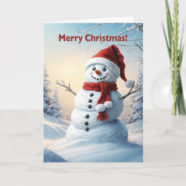 Christmas Snowman  Holiday Card (Front)