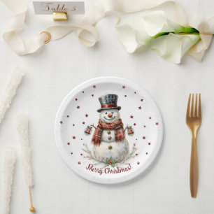 Christmas Snowman Holiday Party Paper Plate