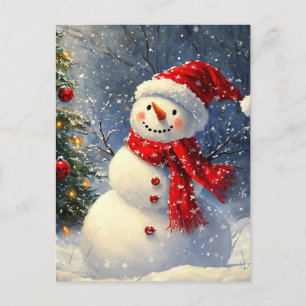 Christmas Snowman Holiday Postcard