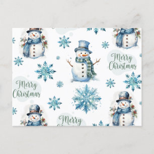 Christmas Snowman  Holiday Postcard