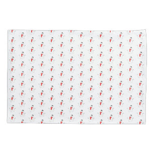 Christmas snowman holiday red black stylish pillowcase
