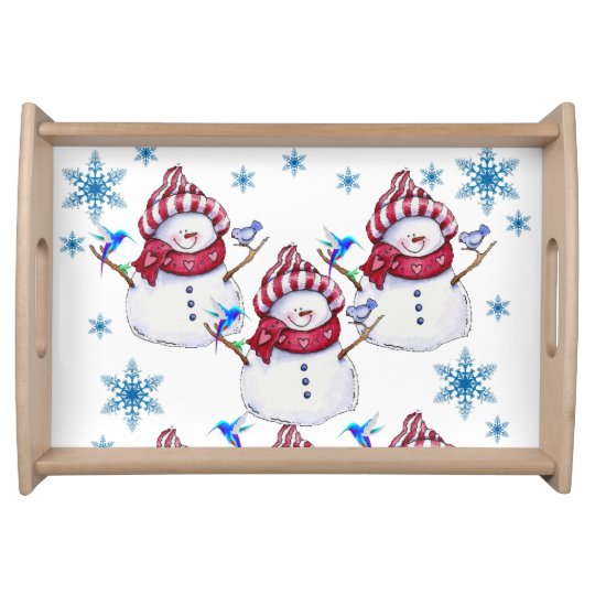 Christmas snowman holiday serving tray