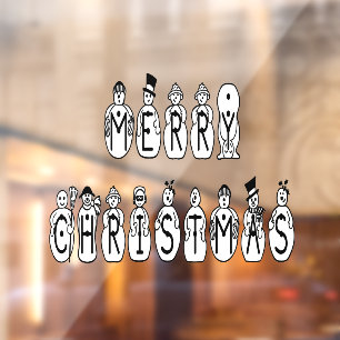 Christmas Snowman Home Decoration 11x8 Store Vinyl Window Cling