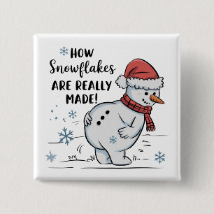 Christmas Snowman How Snowflakes Are Really Made 15 Cm Square Badge