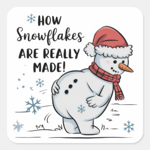 Christmas Snowman How Snowflakes Are Really Made  Square Sticker