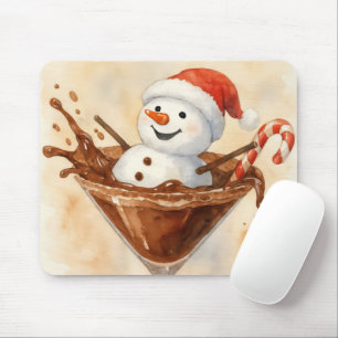 Christmas Snowman In a Chocolate Martini Mouse Mat