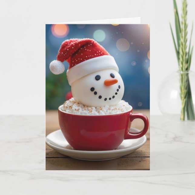 Christmas Snowman In Hot Cocoa Card (Front)