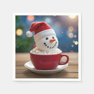 Christmas Snowman In Hot Cocoa Napkin