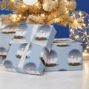 Christmas Snowman In Snow Globe Wrapping Paper