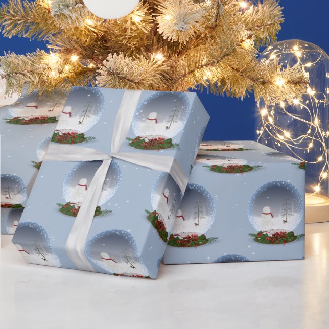 Christmas Snowman In Snow Globe Wrapping Paper (Holidays)