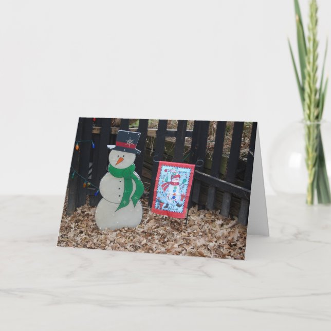 Christmas Snowman in Winter Card (Front)