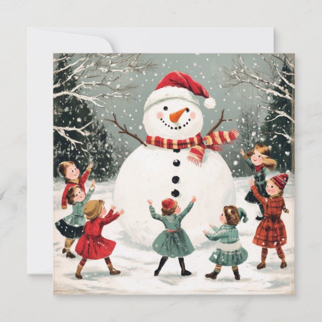 Christmas snowman in winter wonderland scene invitation (Front)