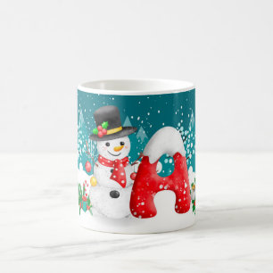 Christmas Snowman Initial Letter Mug