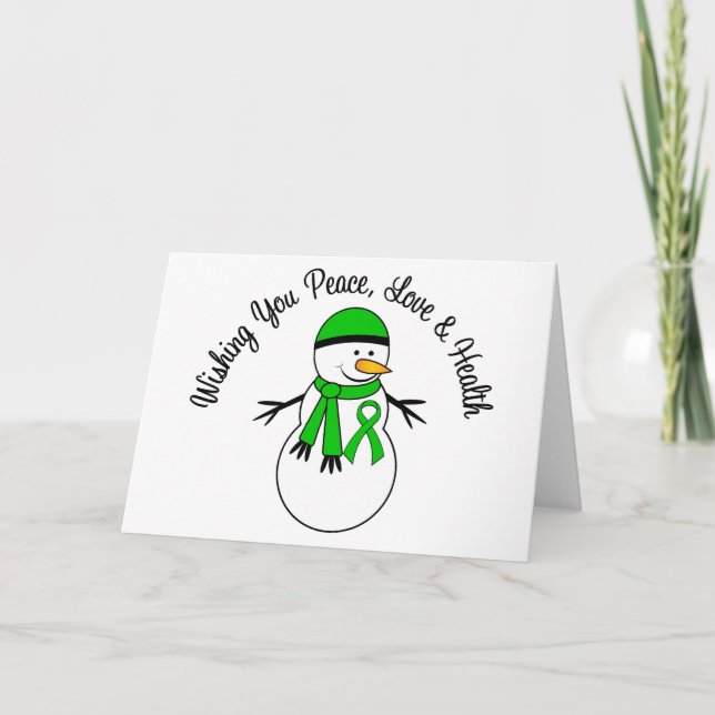Christmas Snowman Kidney Cancer Ribbon Holiday Card (Front)