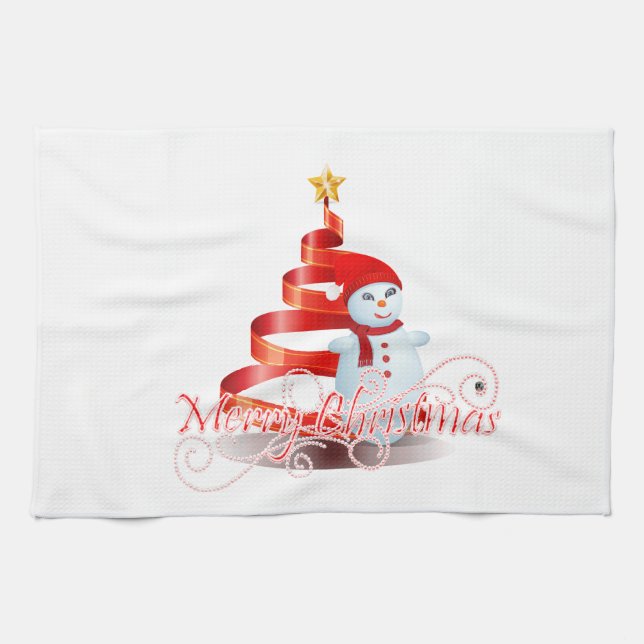 Christmas Snowman Kitchen Towel 16" x 24" (Horizontal)
