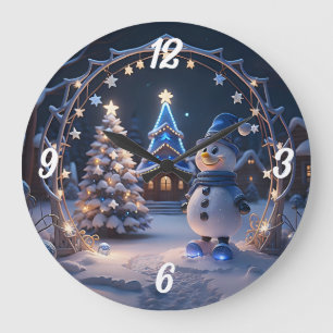 Christmas Snowman Large Clock