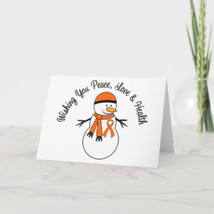 Christmas Snowman Leukaemia Ribbon Holiday Card