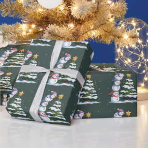 Christmas Snowman Lover Tree Xmas Winter Party Wrapping Paper