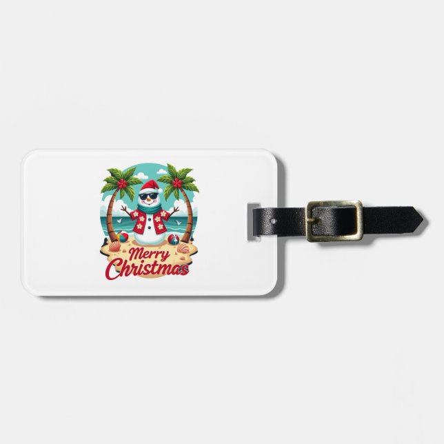 christmas Snowman Luggage Tag (Front Horizontal)