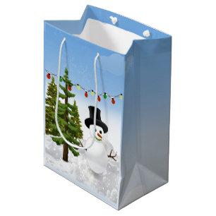 Christmas Snowman Medium Gift Bag
