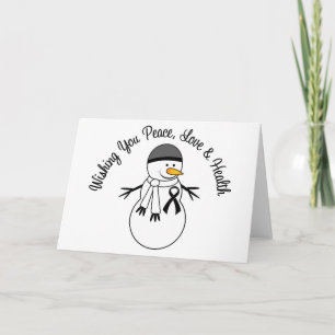 Christmas Snowman Melanoma Ribbon Holiday Card