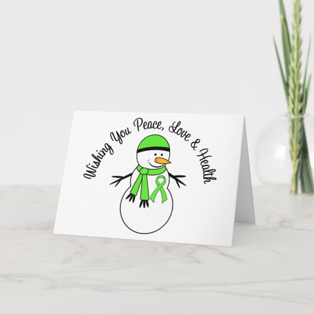 Christmas Snowman Non-Hodgkins Lymphoma Ribbon Holiday Card (Front)